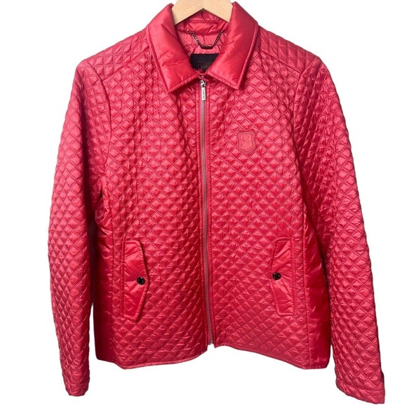 Andre Badi Diamond Quilted Lightweight Pink Zip Up Collar Puffer Jacket, Size 34 - Picture 1 of 10